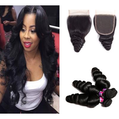 China Brazilian Remy Human Hair Loose Wave 10A Mink Loose Wave Virgin Hair Bundles With Frontal Lace Closure Virgin Cuticle Aligned Hair Vendors for sale