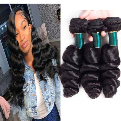 China 10A Virgin Hair Loose Wave Remy Unprocessed Human Hair Loose Wave Bundles Extsentions Peruvian Loose Wave Hair Bundles Closure Headband for sale