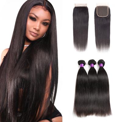 China 150% Barely Shedding Thick Smooth Soft 180 Density Virgin Wholesale Raw Women With Closure Peruvian Vendors And Lace Front Hair Bundle Cheap Human Silky Straight for sale