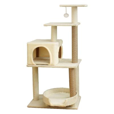 China Soft Solid Wood Stocked Cat Climbing Frame Multi Layers Natural Cat Trees for sale