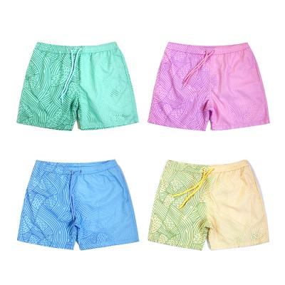 China Breathable Custom Beach Shorts Men Swimwear Shorts Swimming Trunks Color Changing Summer Beach Shorts for sale