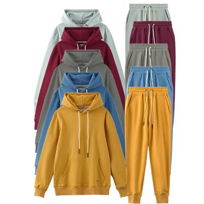 China High Quality Breathable Mens 100%cotton Terry Heavyweight Sportswear Suit 360gsm Sports Suit Mens Training Hoodie And Jogger Set for sale