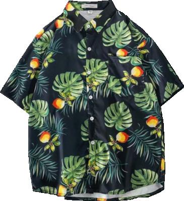 China Wholesale price new design men's custom anti-pilling coconut tree printed 100% hawaiian shirt man for sale