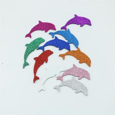 China Poisonless Factory Supply 2mm Customize Size Art Kids Self Adhesive Education Dolphin Cartoon Glitter Eva Foam Stickers for sale