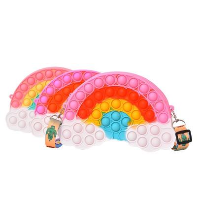 China Mini Toys Rainbow Jumping Purse Micky Should Bag Push Bubble Busty Person Toys Jumping Purse Bubble Noise Busty Person Toy for sale