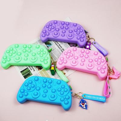 China Mini Toys Pop Game Purse Controller Gamepad Shape Push Snap Bubble Should Bag Pencil Case Stress Reliever Busy Person Sensory Jumping Toys for sale