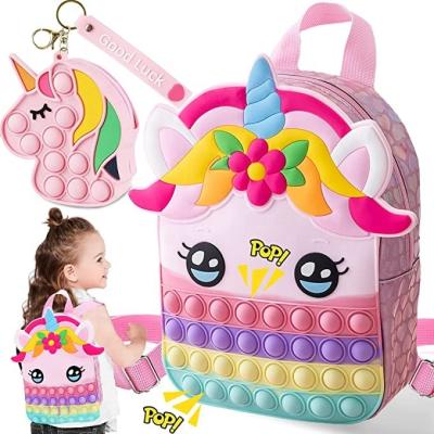 China Bubble itting push noise stir bubble itting silicone bubble toy unicorn backpack push sensory noise the sensory stirrer toy backpack for sale