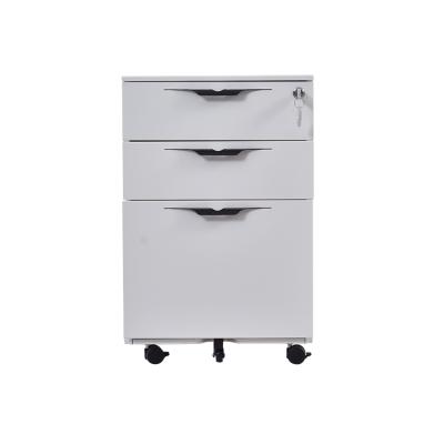 China Office Movable Storage Mobile Pedestal Cabinet with Wheels 3 Drawer Metal Cupboard for sale