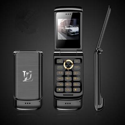 China Luxury Dual Clamshell Mini Flip Cellphones Metal Design With SIM Card Ulcool V9 1.54 Inch FM MP3 Dialer Golden Anti-lost Mobile Phone for sale