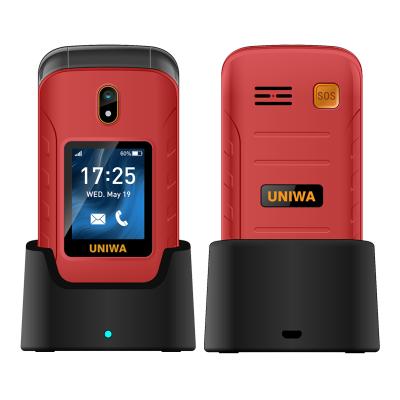 China NEW Full QWERTY Keyboard Band UNIWA V909T 4G Hebrew Clamshell Mobile Phone Big Flip Phone Dual Screen 0.3mp Camera FM Push Button Radio for sale