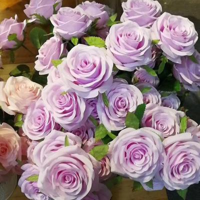 China Hot Sale AF23001 Wedding Celebration 10 Heads Roses Artificial Flowers Silk Flower Bouquets Wedding Decoration for sale