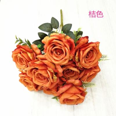 China Wedding Hotel Decoration Silk Flowers Wedding Celebration AF23002 Artificial Roses 9 Heads Bouquets Home Decor for sale