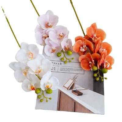 China Wedding decoration AF23024 5 branch butterfly orchid artificial flowers wholesale high quality real heads simple touch for wedding home decoration for sale