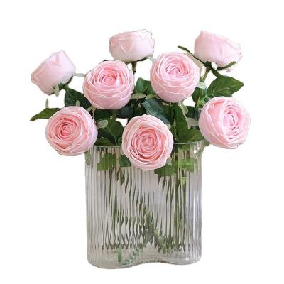 China Wedding Decoration AF23028 Moisturize Roses Artificial Flowers With Leaves Simple Rose Holding For Wedding Bridal Shower Party Home Decoration for sale