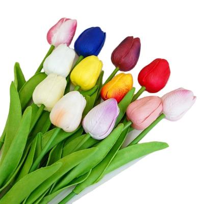 China Wedding Decoration AF23032 Touch Burn Stem Mini Tulips Artificial Tulips PU Bouquets Real For Wedding Hotel Home Decoration for sale