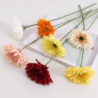 China Single Artificial Simulation Flower Gerbera Wedding Decoration AF23034 Silk Stem Marigold Floral Bouquets For Wedding Home Decoration for sale