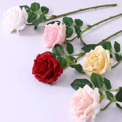 China High Quality Wedding Decoration AF23036 New Arrival Single Branch Artificial Rose Flowers Moisturizing Roses For Wedding Home Decor for sale