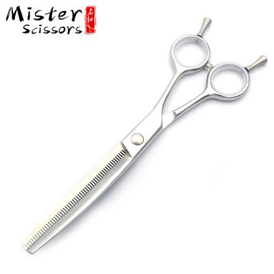 China 7.0 Inch Viable Professional Pet Cat Dog Straight Scissors Curved Thinning Cutting Straight Scissors for sale