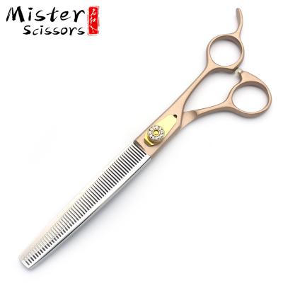 China Viable Professional Scissors Kit Fishbone Teeth Thinning Scissors 7.5 Inch Rose Gold 440C Stainless Steel Pet Grooming Scissors for sale