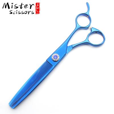 China Scissors Kit 6.5 Inch 440C Titanium Ocean Blue Professional Sustainable Pet Grooming Thinning Stainless Steel for sale