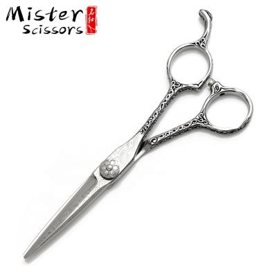 China Cutting Scissors SUS440C Professional Damascus Style Hair Cutting Scissors 5.5 Inch for sale