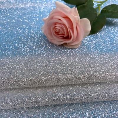 China Viable Sparkle PYT1032 Glitter Fabric White Bonded Glitter Lace Fabric for sale