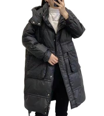 China New Style Mid Length Foreign Explosive Jacket Ladies Fashion Black Down Windproof White Duck Down Jacket Looks Lightly for sale