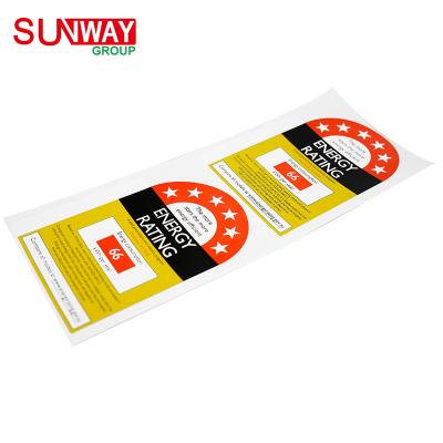 China Professional Custom High Quality Anti-Counterfeit Electrical Appliances Refrigerator Energy Efficiency Label Stickers for sale