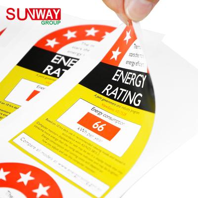 China Custom High Quality Waterproof Self Adhesive Stickers Cover Printing Logo Energy Efficiency Label for sale