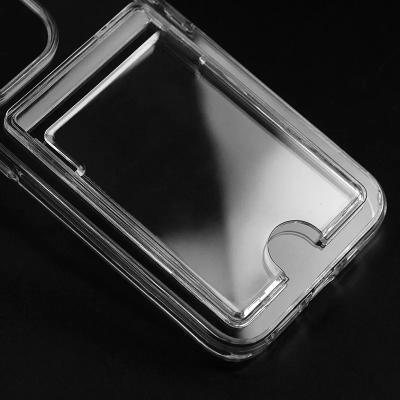 China Shockproof Business Card Holder Case For iPhone 11 PRO Card Holder Clear PC TPU Hybrid Wallet Phone Cover For iPhone for sale