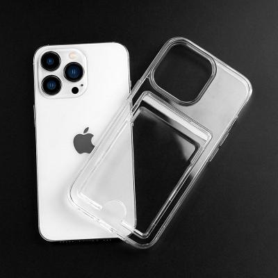 China Amazon Best Selling Shockproof Product For iPhone 12 13 Clear Hybrid Card Holder Phone Case PC TPU Credit Card Holder Case for sale