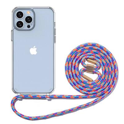 China Unique Design Shockproof Cross - Body Necklace Phone Case For iPhone 13 TPU Clear PC Phone Case Cell Phone Cover For iPhone 11 12 Necklace Case for sale