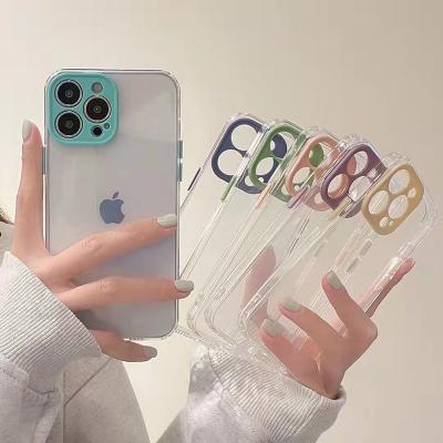 China Shockproof Dual Colors TPU Phone Case For iPhone 13 PRO Transparent Soft Silicone Case With Decorative Camera Ring for sale