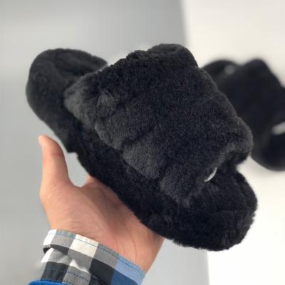 China Wholesale Fashion Colored Sheepskin Fur Slippers Fashion Trend Women's Soft Slides For Winter Warm Slipper for sale