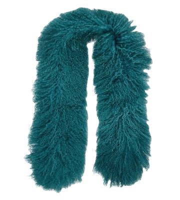 China Hot Selling Environmental Protection Real Fur Natural Curly Mongolian Lamb Skin Tibetan Sheepskin Fur Scarf for sale