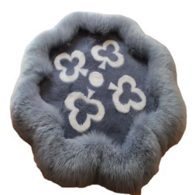 China Real Fur Pillow Latest Wool Lambskin Fur Pillow Luxury Environmentally Friendly Mat Pad Cartoon Sheepskin Fur Decorative Cushion for sale