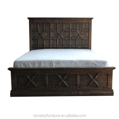 China Vintage Style Furniture Rustic Solid Wood Solid Wood Bed for sale