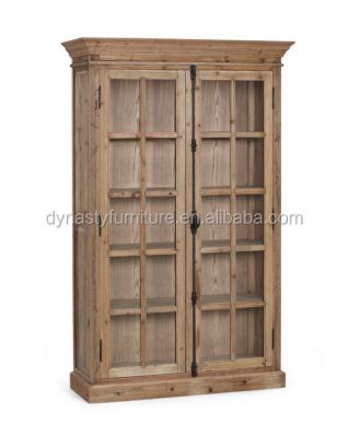 China Vintage French Style Solid Wood Solid Wood Bookcase With Glass Door for sale