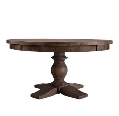 China (Size) Elm Round Adjustable French Rustic Recycled Wood Dining Table for sale