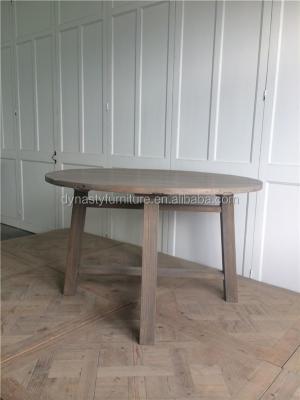 China Vintage Antique Wooden Round Cross Legs Folding Dining Table for sale