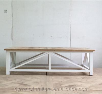 China Coffee table vintage reclaimed furniture nautral and white wood for sale