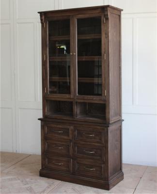 China French Vintage Antique Furniture Solid Wood Bookcase With Glass Door Pattern for sale