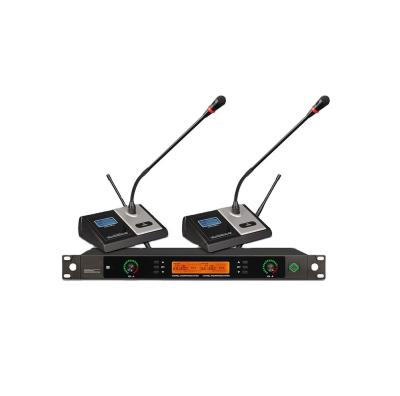 China 90dB Wireless Conference Room Mic Dual Channel UHF For Audio System for sale