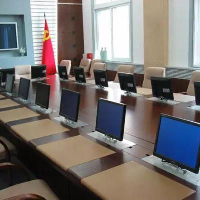 China Flip Up Conference Table Computer Monitor Lift System For Collaborative Presentation for sale