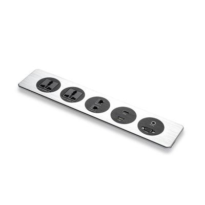 China Brushed Aluminum Recessed Desk Power Outlet Grommet In Office Desk for sale