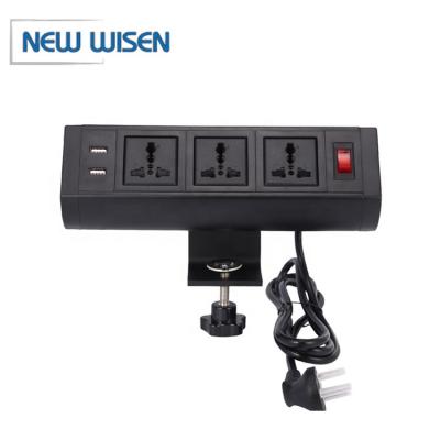 China Oxidized Aluminium Table Mount Power Strip USB 2.1A 110V-240V for sale