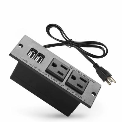 China Conference Recessed Table Outlet Desktop Power Strip With 2 USB Port for sale