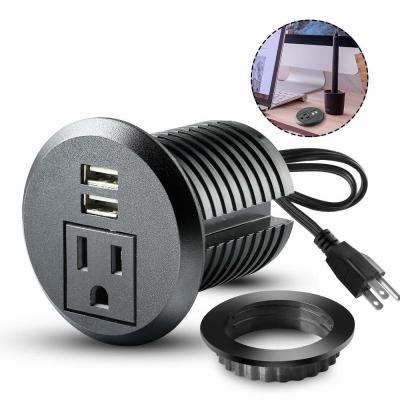 China Desk Round Plug Outlet Power Grommet Socket 6.5ft Extension Cord for sale