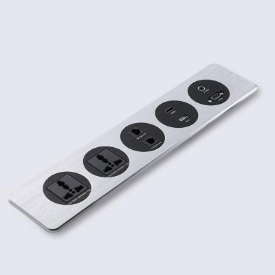 China Meeting Room Desk Mounted Plug Sockets Embedded Power Strip With Usb for sale