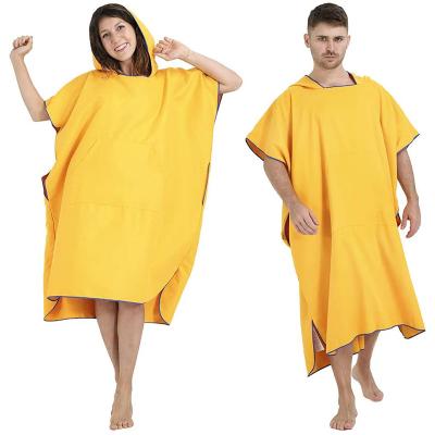 China Wholesale Microfiber Poncho Towel Hooded QUICK DRY Beach Long Robe Changing Towel For Adults for sale